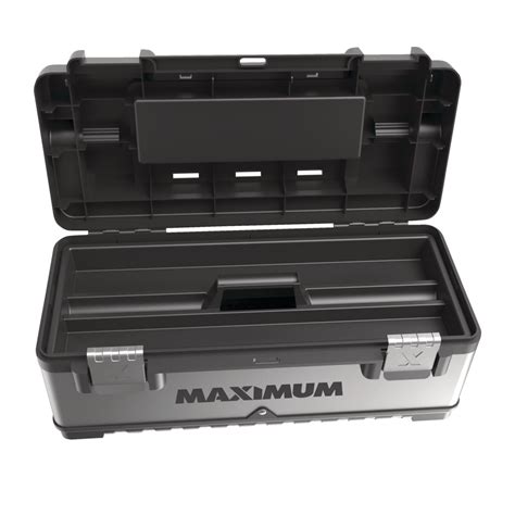 MAXIMUM Portable Plastic & Metal Tool Box w/ Removable Tray & Organizer, Black, 20-in | Canadian ...
