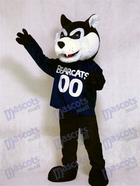 Cute Navy Blue Bearcat Mascot Costume