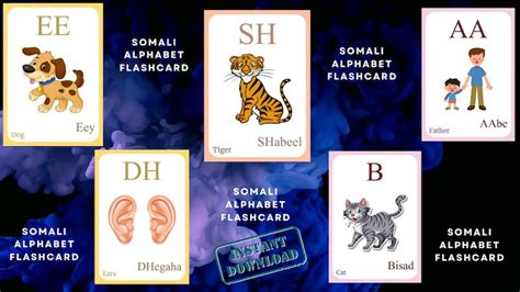 SOMALI Alphabet FLASHCARD With Picture, Learning SOMALI, Somali Letter ...