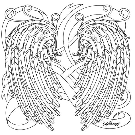 Angel wings coloring page | Colortherapyapp | Angel coloring pages ...