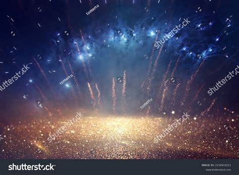 Abstract Black Gold Glitter Background Fireworks Stock Photo 2156910211 ...