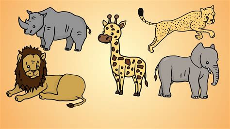 Draw Five: How to Draw African Animals - YouTube