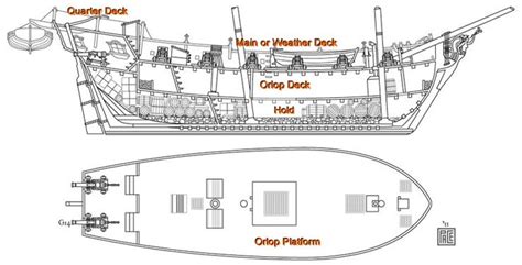 Brig-sloop crosssection | Model sailing ships, Deck plans, Tall ships