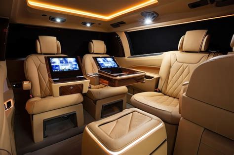 Premium AI Image | Luxury car interior with wraparound seats minibar ...