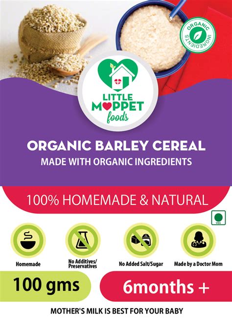 Organic Barley Cereal - Easily digestible fiber rich first food for babies