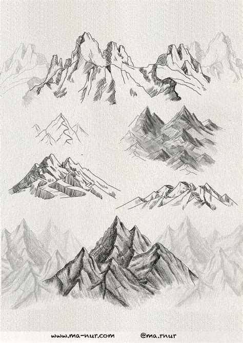 Step By Step Mountain Drawing - Art & Architecture | Mountain drawing, Ink artwork, Environment ...