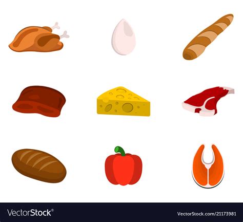 Set of animal source foods cartoon Royalty Free Vector Image