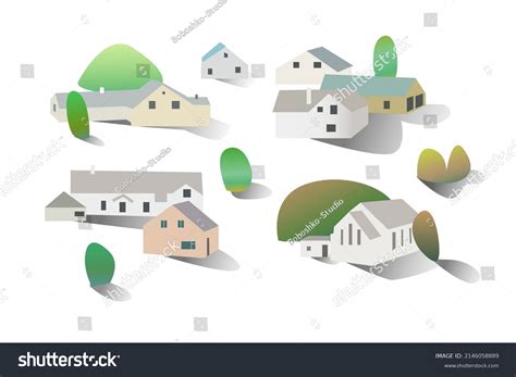 Vector Image Set Cute Houses Isolated Stock Vector (Royalty Free ...