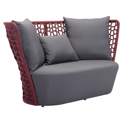 Faye Bay Beach Sofa - Cranberry and Gray | DCG Stores