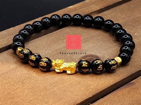 Real 24 Karat Gold Bracelet Cleansed and Activated Pixiu Bracelet 24K Gold Piyao Bracelet Wealth ...