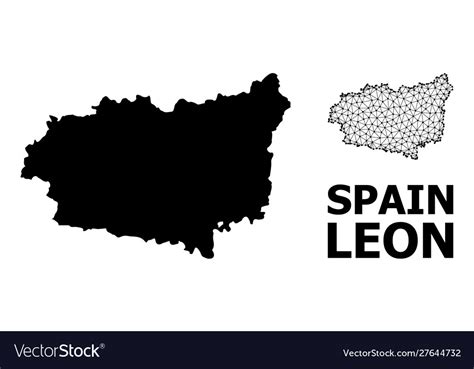 Solid and mesh map leon province Royalty Free Vector Image