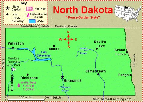 North Dakota Map United States