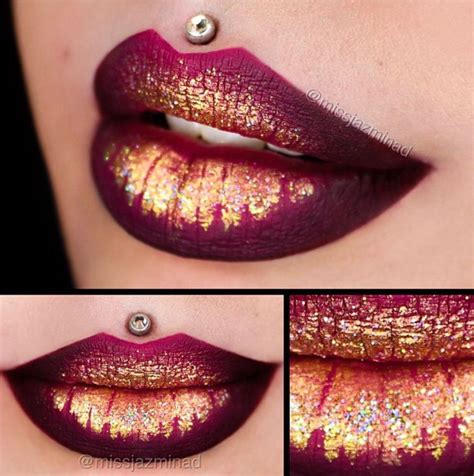 Stunning Burgundy and Gold Ombre Lips