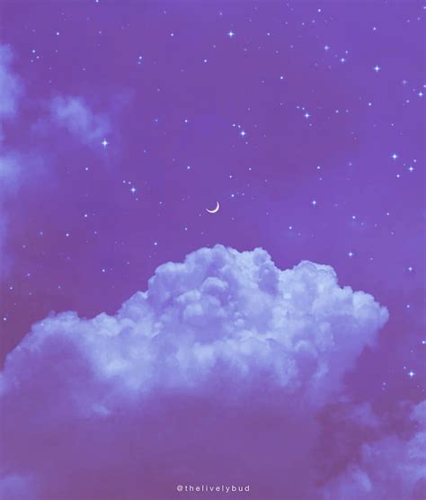 Aesthetic Skies 6, sky, moon, white, purple, clouds, stars, iphone ...