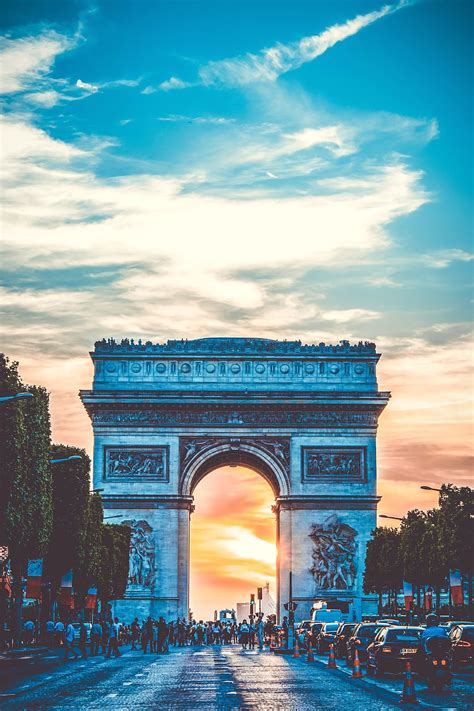 arche de triumph, arc de triomphe, arch, architecture, backlit, building, cars, city | Piqsels