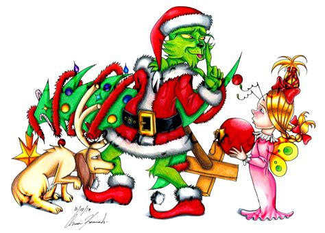 Grinch Fan Art, by me, done with Prismacolor pencils and fine liners. : r/DeviantArt