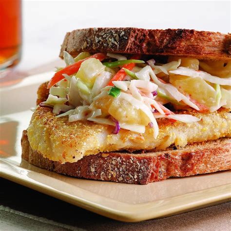 Crispy Fish Sandwich with Pineapple Slaw Recipe - EatingWell