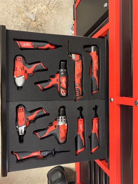 Milwaukee Custom M12 Foam Insert | Tool storage diy, Milwaukee tool box, Garage tool organization