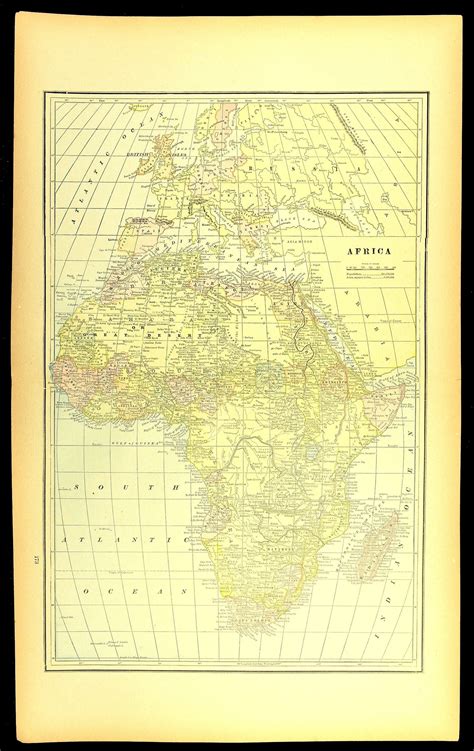 ANTIQUE Africa Map of Africa Wall Art Decor LARGE Late 1800s - Etsy