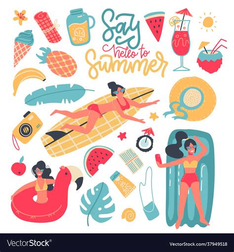 Summer party set elements clip art collection Vector Image