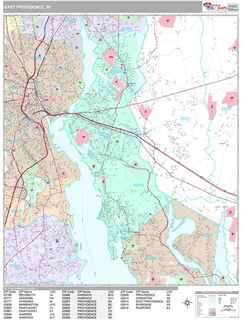 East Providence Rhode Island Wall Map (Premium Style) by MarketMAPS - MapSales.com