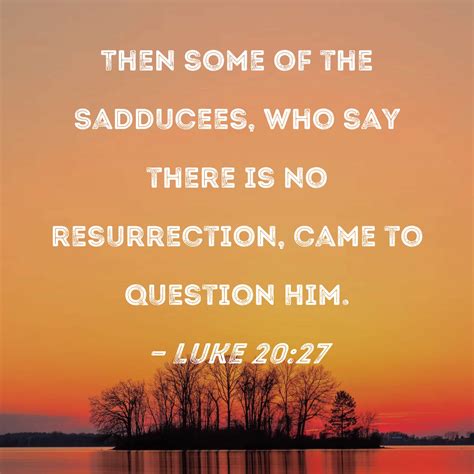 Luke 20:27 Then some of the Sadducees, who say there is no resurrection ...