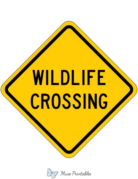 Printable Wildlife Crossing Sign