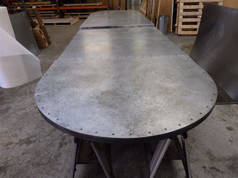 103 - Sectional Zinc Dining Table, 4.6m x 1.2m, Light Pati… | Flickr