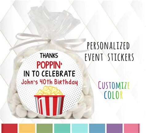 Personalized Popcorn Birthday Stickers, Popcorn Favors, First Birthday ...