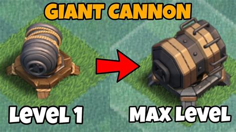 Upgrade COC Defence Level 1 To Max Level | Giant Cannon | Builder Base | Clash Of Clans - YouTube