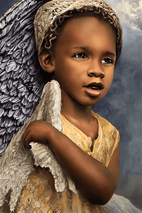 African American Angel Little Boy · Creative Fabrica