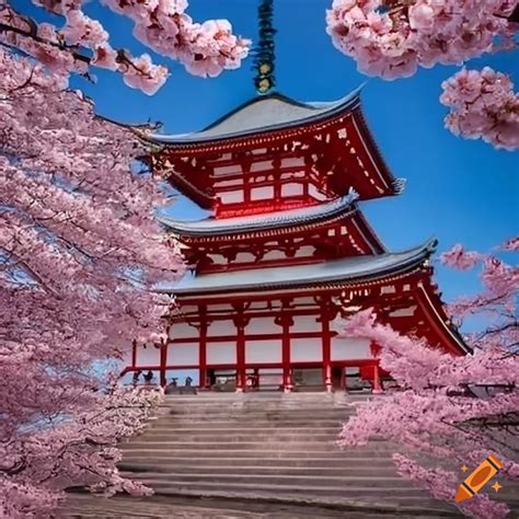 Japanese temple surrounded by cherry blossoms on Craiyon