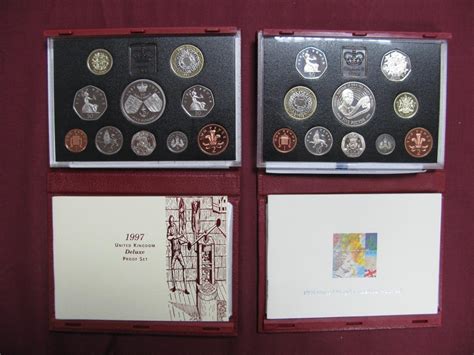 Two Royal Mint United Kingdom Deluxe Proof Coin Sets, 1997, 1998 ...