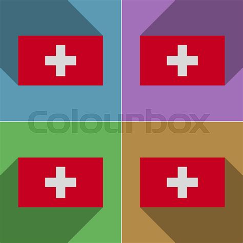 Flags Switzerland. Set of colors flat design and long shadows. | Stock ...