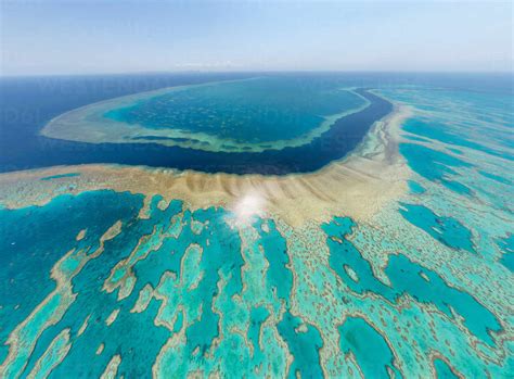 Aerial view of the Great Barrier Reef, Australia stock photo