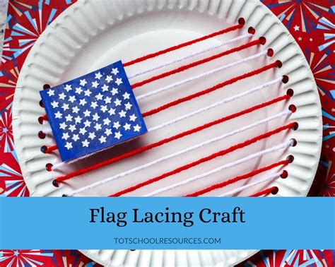 American Flag Lacing Craft {Preschool Flag Activity} - totschoolresources.com