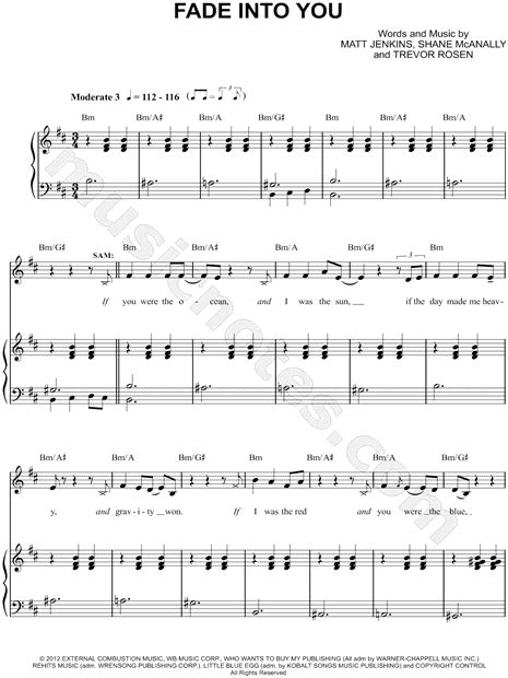 Nashville Cast "Fade Into You" Sheet Music in B Minor (transposable ...