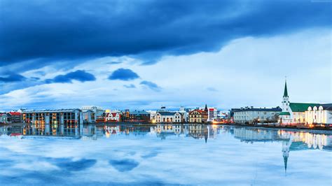 Wallpaper Reykjavik, Iceland, river, sky, 4k, Travel Wallpaper Download ...