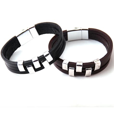 Fashion Leather Bracelets Noble Black Leather Wrap Armband -in Wrap Bracelets from Jewelry ...