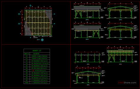 6.Shelter Steel Structure Autocad Drawing Free Download