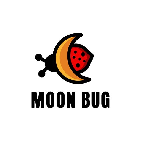 Combination of Moon and Bug,in background white, design logo vector ...