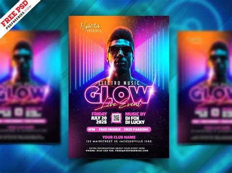 Neon Glow Party Flyer PSD Template | PSDFreebies.com