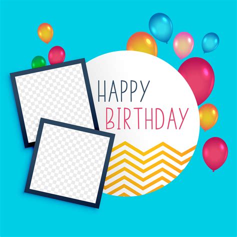 happy birthday template with photo frame - Download Free Vector Art ...