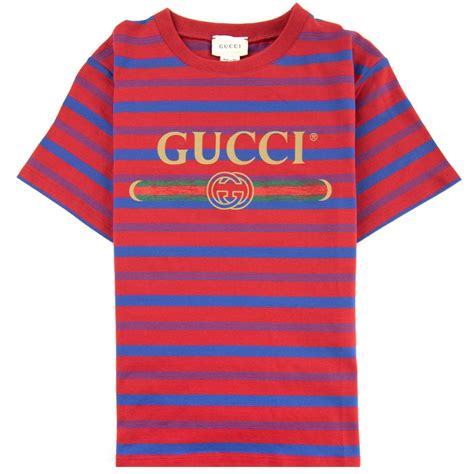 Gucci Junior Striped Logo T-shirt Red | ONU