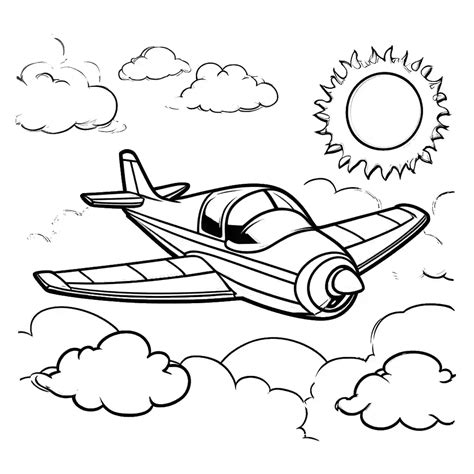 Hand sketched airplane coloring page Lulu Pages