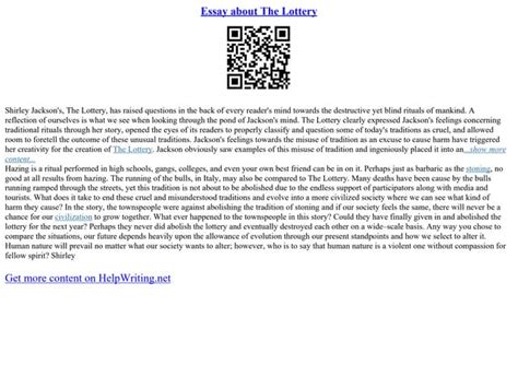 Essay About The Lottery | PPT