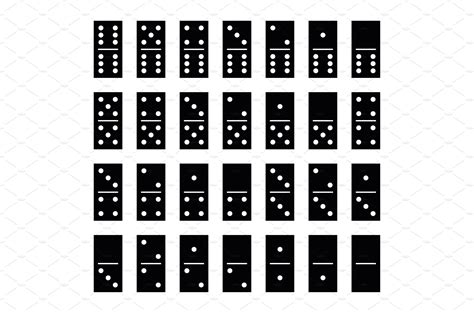 Domino set of 28 tiles. Black pieces | Graphic Objects ~ Creative Market