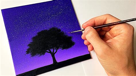 Easy Night Sky for Beginners | Acrylic Painting Tutorial Step by Step - YouTube