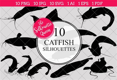 Catfish Silhouette Clipart Clip Art | Illustrator Graphics ~ Creative ...