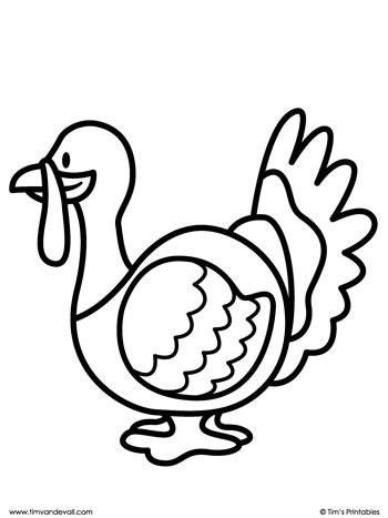 Turkey Coloring Page - Tim's Printables